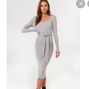 NWT. Forever 21 V Neck Tie Front Sweater Dress.